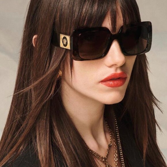 Versace VE4405 108/73 Sunglasses Havana Square Frame, Dark Brown Lenses main image 4